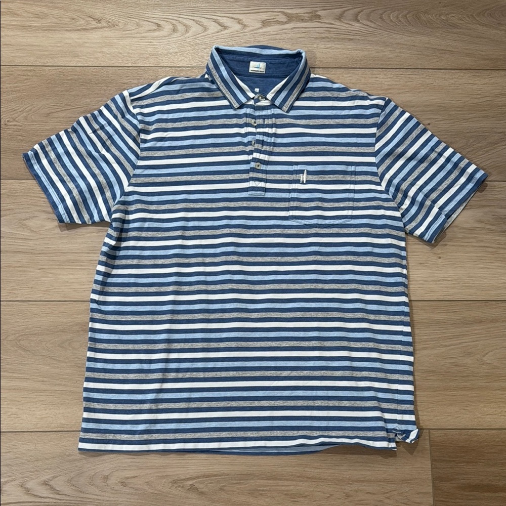 johnnie-O men’s blue and white striped polo